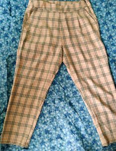 Plaid High-Waisted Pants