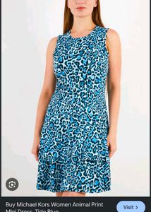 5929. Michael Kors Blue Leopard Print Dress