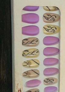 Purple Almond Shape Self Stick Nails