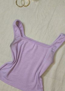 Lavender Ribbed Square Neck Tank Top