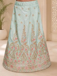 Elegant Mint Green Embroidered Lehenga Skirt