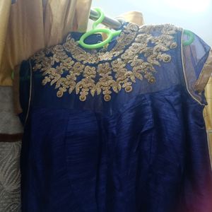Full Heavy Work In Blue Gown
