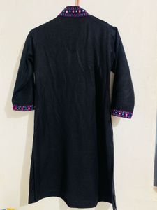 Embroidered Black Tunic Top