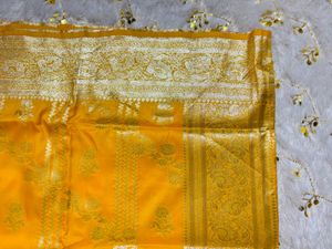 New Elegant Yellow Silk Saree
