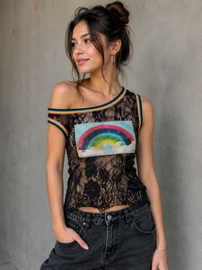 Black Lace Rainbow Top
