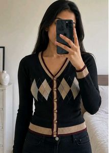 Argyle Knit Cardigan