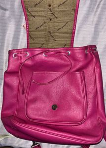 Stylish Pink Faux Leather Backpack