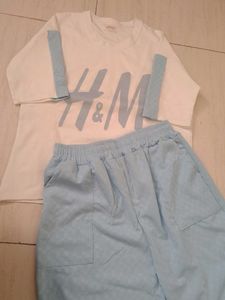 H&amp;M Co-ord Set - White Top &amp; Blue Lower