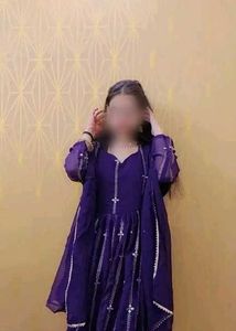 Elegant Embroidered Purple Anarkali Gown
