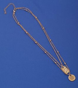 Shein Layered Gold Tone Pendant Necklace