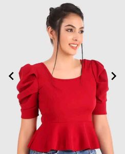 Stylish Red Peplum Top