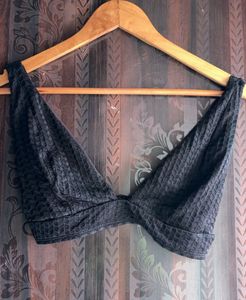 Black Textured Bra