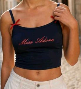 Navy Blue "Miss Adore" Cropped Top