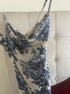 Clearance  - Chic Blue & White Scenic Print Dr