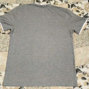 FADED GLORY Grey V-Neck T-Shirt with White Trim