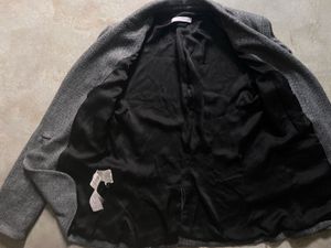 Mango suit blazer in a grey herringbone pattern wi