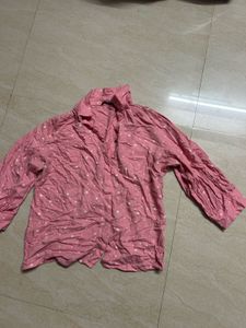 Pink Polka Dot Button-Up Shirt