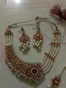 Stunning Red &amp; Pearl Jewellery Set