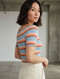 Striped Off-Shoulder Knit Top