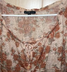 Vintage Floral Print Blouse