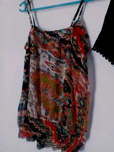 Bohemian Print Crop Top &amp; Black Shorts Set