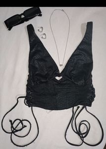 Y2k Black Corset Top XS