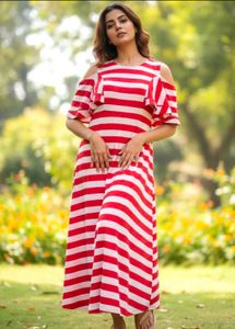 Striped Cold Shoulder Maxi Dress ❣️