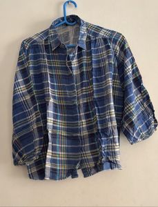 Blue Plaid Button-Up Shirt