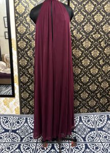 Elegant Burgundy Halter Neck Gown