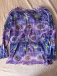 Sheer Purple Tie-Front Boho Blouse shrug