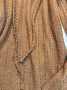 Brown Long Sleeve Lace-Up Top