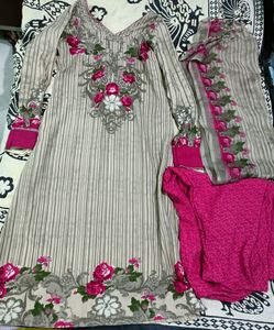 stitched chudidar printed suit with dupatta