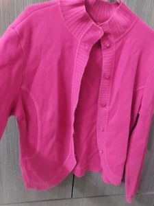 Bright Pink Knit Cardigan crop jacket