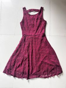 Burgundy imported Sleeveless Fit &amp; Flare Dress