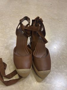 Espadrille Wedge Sandals with Tie-Up