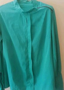 stylish green shirt with a zip on neck