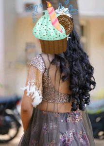 Sparkling Sequin Blouse with Floral Lehenga