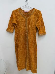 Yellow Bandhani Print Kurta