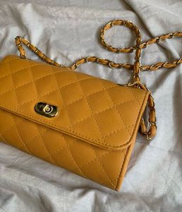 Chic Mustard Quilted Crossbody Bag