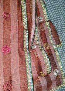 Striped Embroidered dupatta