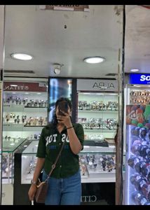 Casual Green Graphic Top