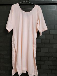 Embroidered light peach Kurta set