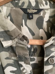 Camouflage Print Button-Up Shirt