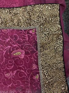 Party Wear Net Saree with thread work