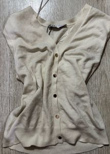 Cream V-Neck Cardigan