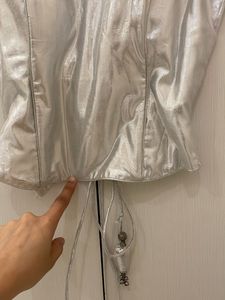Boutique stitched silver corset blouse