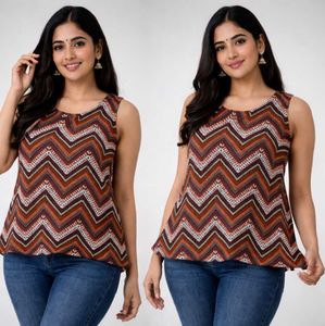 Stylish Zigzag Print Sleeveless Top