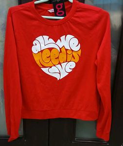 Red Long Sleeve "All You Need Is Love" Sweatshirt