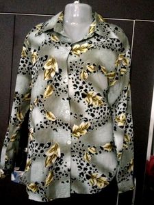 Stylish Leaf Print Button-Up Shirt