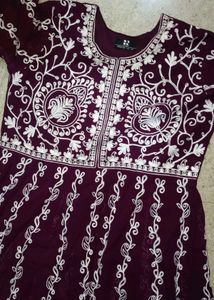 Purple colour embroidery design suit with dupatta